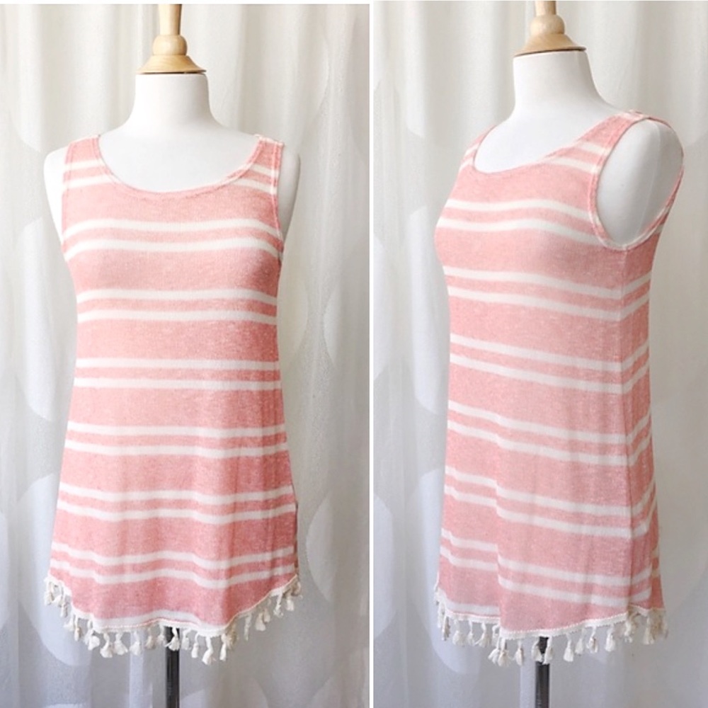 Sheer Sweater Knit Pom Tassel Dress Tunic Coverup